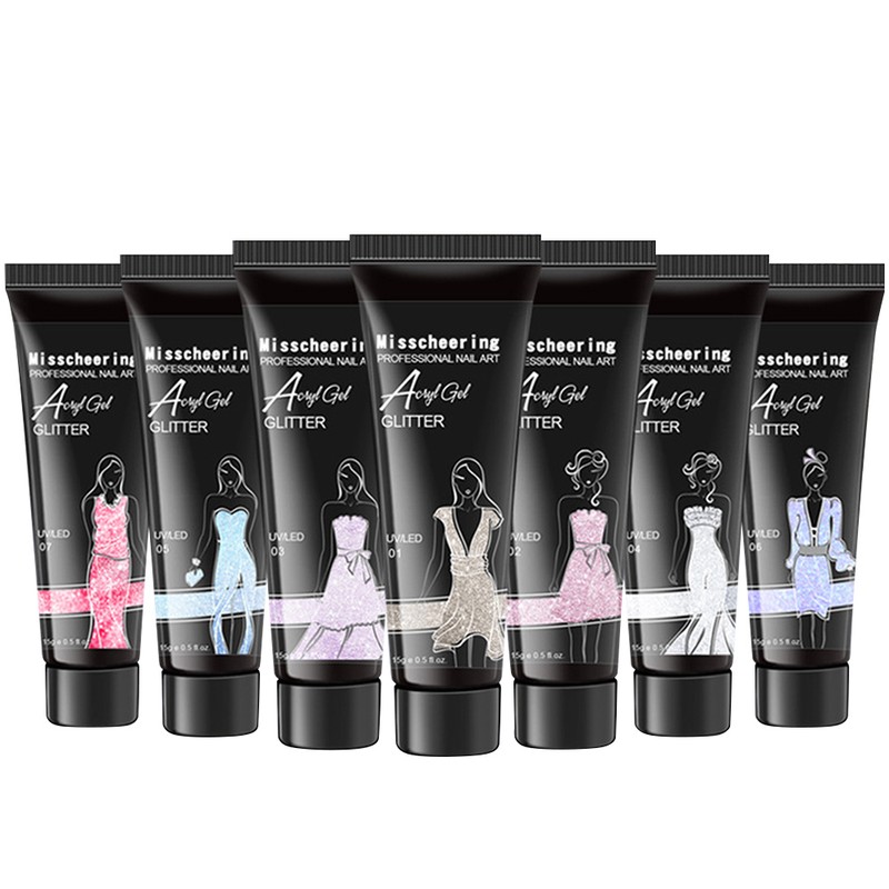 8 Pack Nail Gel Kit 15ml Glitter Builder Nail Gel
