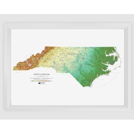 Hubbard Scientific 3D North Carolina Map | A True Raised Relief Map - You Can Feel the Terrain | Vacuum-formed Molded | 38" x 19" | Detailed Topography