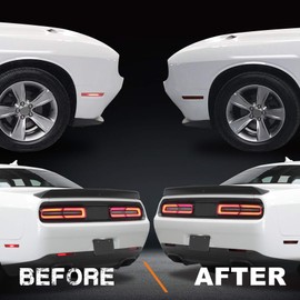 NDRUSH Blackout Side Marker Lights & Reflectors Vinyl Tint Film, Precut Overlay, Sidemarker Wrap Covers Compatible with Dodge Challenger 2015-2021