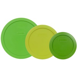 Pyrex 7402-pc 7201-pc Verde Edamame 7200-pc Césped Verde Redondo de Plástico Tapas - Pack de 3