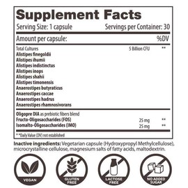 Renewbiome Alistipes - Probiotic with 10 Strains of Alistipes and Anaerostipes - 5 Billion CFU in 1 Gastric Juice-Resistant Capsule - 30 Capsules
