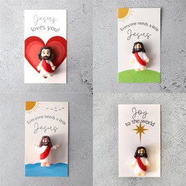 Jxueych 4 Pcs Little Jesus Figurines Pocket Hug Bulk Jesus Love You Toys Hide and Seek Religious Party Favors Sunday School Baptism Gifts Stuffers (Red)