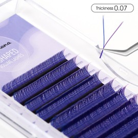 NATUHANA YY Eyelash Extension 0.07mm C Curl 8-14mm Mixed Makeup Tray Lash Supplies Premade Fans Y Shape Volume Lash 12Raws/Case Premium Faux Mink False Lash Extensions (blue+purple; 0.07 C 8-14MIX)