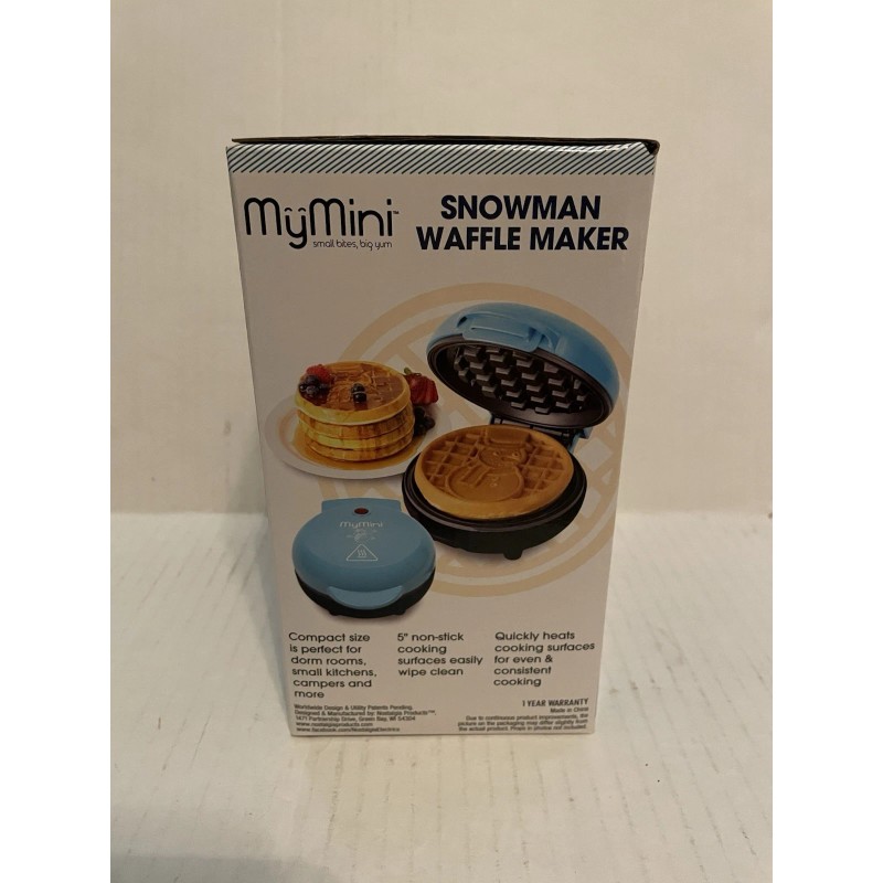 mymini My Mini Limited Edition Snowman Design Waffle Maker, 5”,