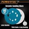 POWERTEC 5-Inch Hook and Loop Sanding Disc, 60 Grit Ceramic