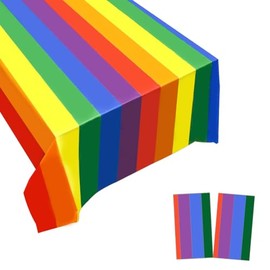 2 Pack Plastic Christmas Tablecloths Disposable Xmas Table Covers Plastic Table Cloths BBQ Picnic Birthday Christmas Parties Covers Waterproof Oil-proof Table Cloth Rainbow Table Cloths 54 x 108 In