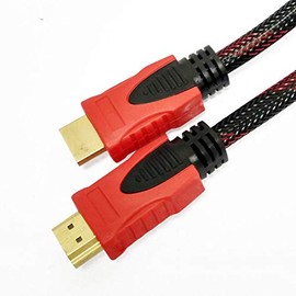 CableVantage HDMI Cable V1.4 Ultra-High Speed Supports Ethernet Audio Return (ARC), Bandwidth up to 18Gbps, 3D HD 1080p Ready, Braided Nylon Cable Cord Gold Plated Red (6FT)
