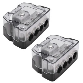 MDEOOSKY 2Pcs 4 Way Power Distribution Block Car Audio Splitter Amp Distribution Connecting Block 0/2/4 Gauge in 4/8/10 Gauge Out