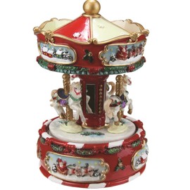 Northlight 6.25" Animated Musical Carousel with Horses Christmas Music Box