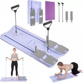 Pilates 필라테스 리포머 보드 세트 - 전신 운동을 위한 2026 접이식 8-in-1 머신 저항 밴드가 있는 Ab 코어 Pilates Reformer Board Set - Full Body Exercise 2026 Foldable 8-in-1 Machine with Resistance Band for Ab Core [Purple]
