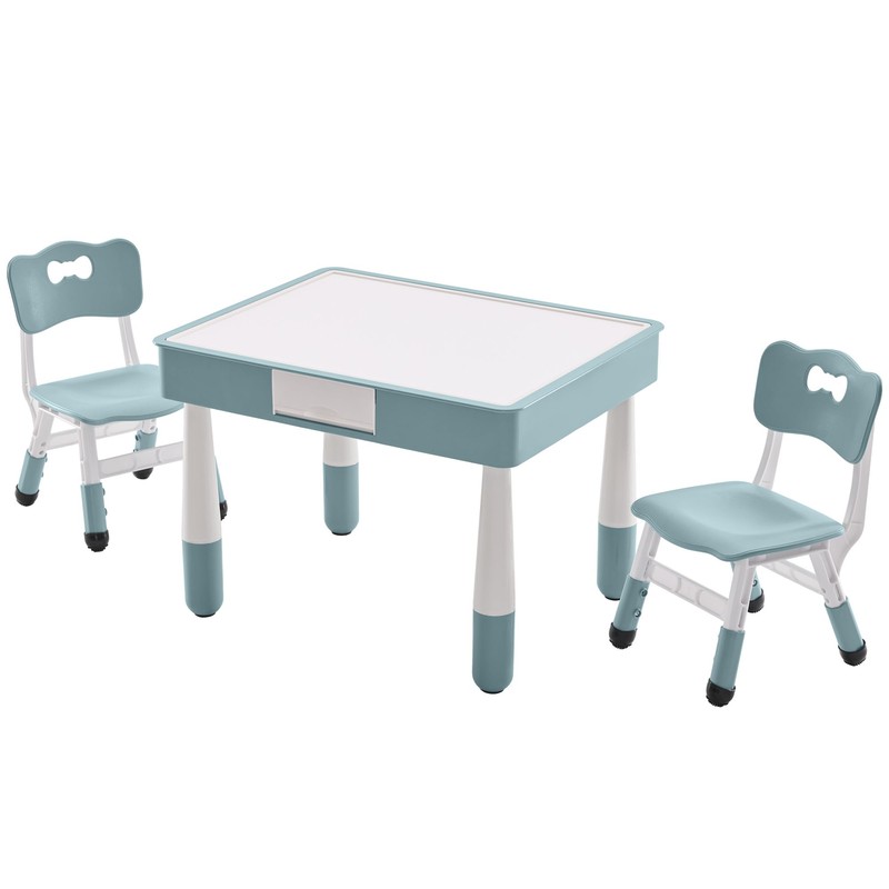 DOREROOM 4 in 1 Kids Table and 2 Chairs Set