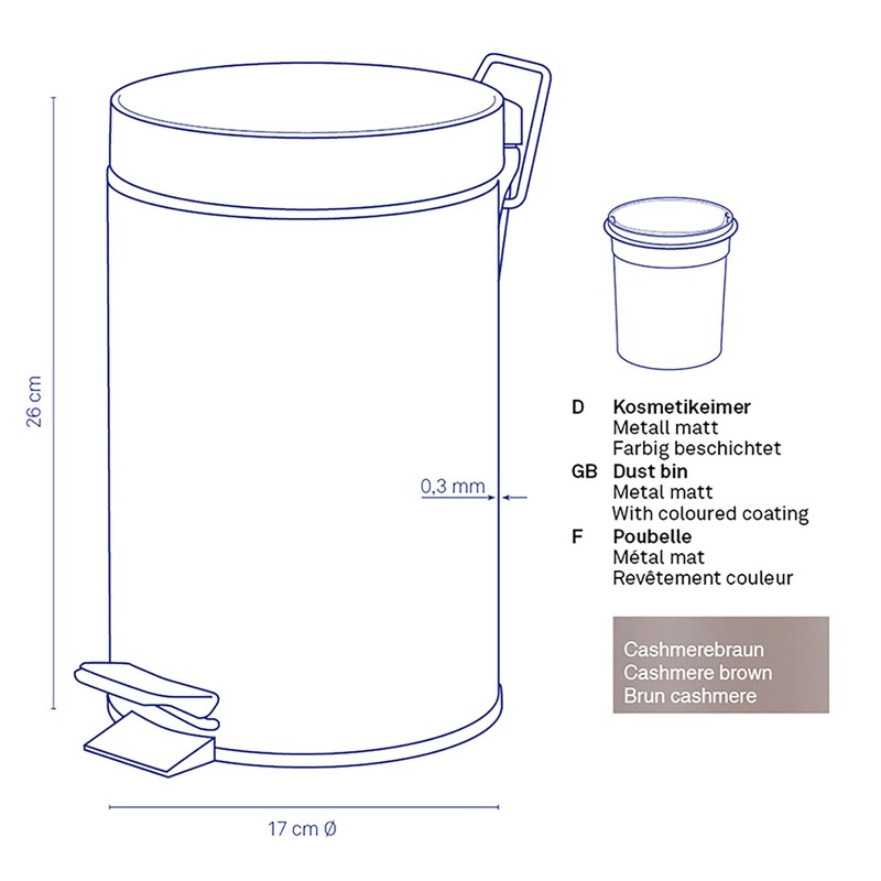Kela Cosmetic Bin 26 cm / 17 cm Diameter, 3