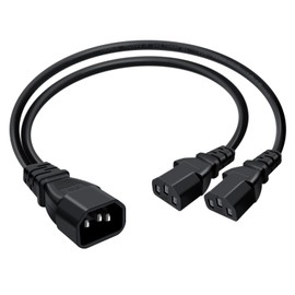 HuaLiSiJi C14 to C13 Splitter Extension Cable 10A 250V C14 to Dual C13 Short Power Y Adapter Cable Cord, IEC C14 Plug to IEC C13 Socket for Computer, TV, PC, Monitor (0.98 FT / 0.3 m)