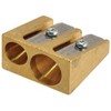 Mobius & Ruppert Solid Brass Pencil Sharpener Rectangle Wedge Standard Double Heavy Duty Sharpener 5113 (Dual Size Barrel)