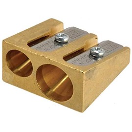 Mobius & Ruppert Solid Brass Pencil Sharpener Rectangle Wedge Standard Double Heavy Duty Sharpener 5113 (Dual Size Barrel)