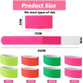 Aurorasports 8 Pcs Ski Straps Fasteners, Adjustable Ski Wrap Bands Carrier Tapes Storage Ties with Protective Pad (Light Color)