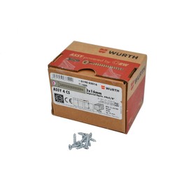 Würth Assy 4 CS Chipboard Screw 3 x 16 mm, 1000 Pieces/Pack, Galvanised Steel, Full Thread, Countersunk Head RW 10