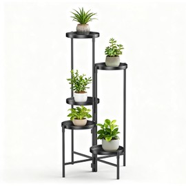 Soporte de Planta de Metal de 5 Niveles para Interiores y Exterior, Estante de Plantas Alto de Esquina para Múltiples Plantas para Casa, Sala de Estar, Balcón, Jardín, Patio