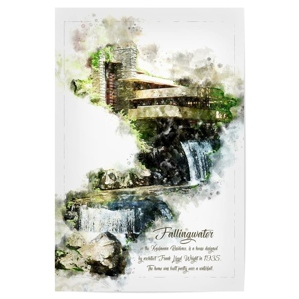 artboxONE Poster 30 x 20 cm Nature Fallingwater Portrait Format
