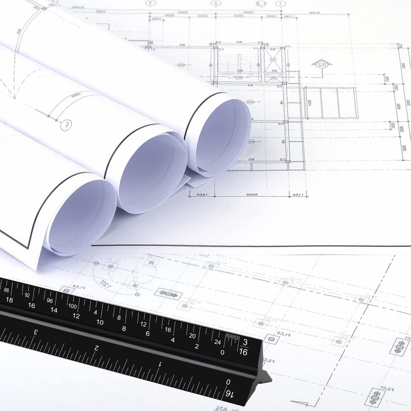 12" Architectural Scale Ruler, Aluminum Scale, Triangular Ruler, Scale Ruler
