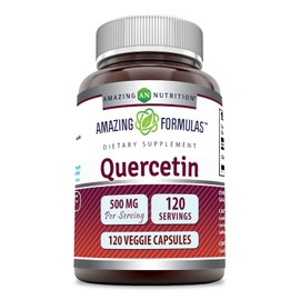 Amazing Nutrition- Suplemento de 120 cápsulas vegetales de Amazing Formulas Quercetin 500 mg Sin OGM Sin gluten Apoya el O                            