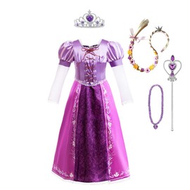 Lito Angels Princess Rapunzel Fancy Dress Up Costume Birthday Party Purple Gown with Accessories for Kids Girls Age 11-12 Years