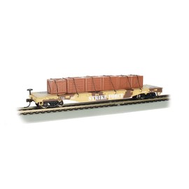 Bachmann Trains - 52’ Center Depressed Flat CAR - Desert Camouflage with CRATES - HO Scale