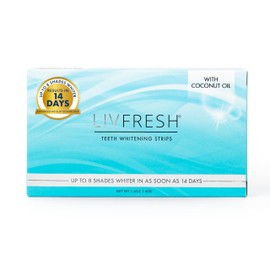 LIVFRESH Teeth Whitening Strips, 28 Strips, 14 Treatments, Great for Sensitive Teeth, Results in 14 Days, Enamel Safe, Coconut Oil & Hydrogen Peroxide, No Slip Teeth Whitener