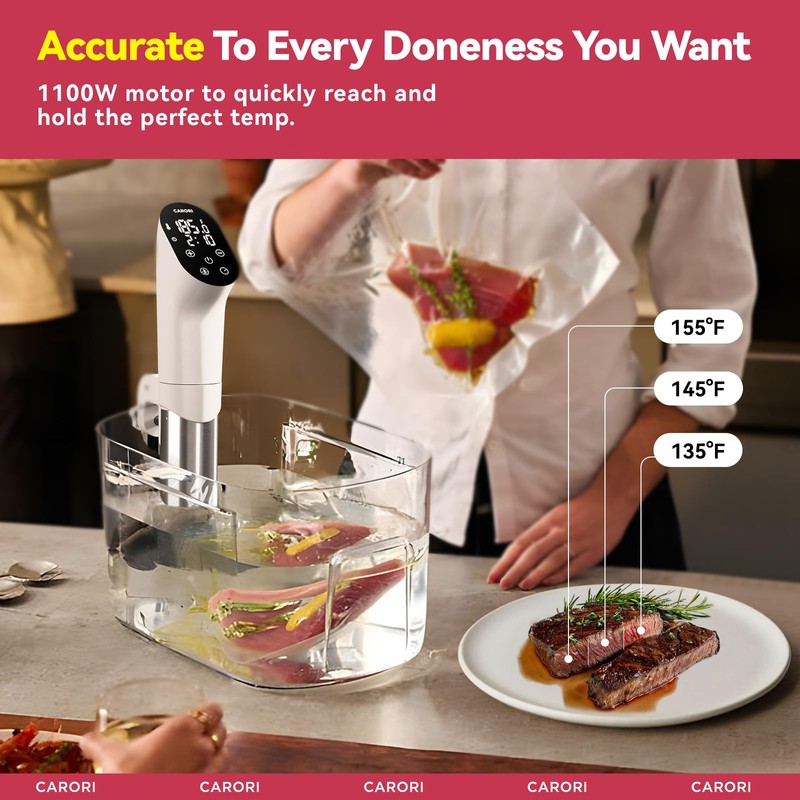 Carori Sous Vide Machine 1100W, Sous Vide Precision Cooker, Ultra