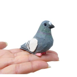 Hand-Carved Pigeon Figurine -Handmade Miniature Wood Statue Sculpture, Grey Dove Sculpture, Eco-Friendly Home Decor & Collectible Gift