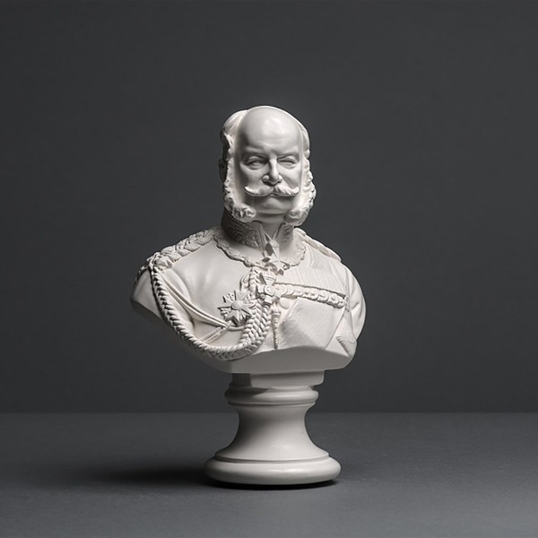 Kaiser Wilhelm I Sculpture Made of High-Quality Zellan, Handmade, Made in Germany, Bust in White, 17 cm