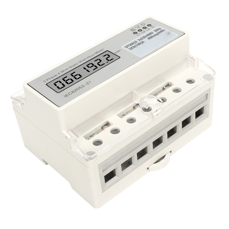Electric 3 Phase 4 Wire Energy Meter Guide Rail LCD
