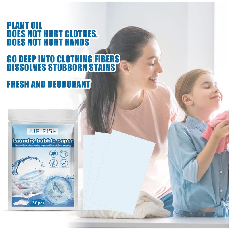 Laundry Bubble Paper Sheets, 30 Pack, Concentrated Cleaning Tablets for