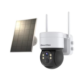 LuckSun Security Cameras Wireless Outdoor, 2K Solar WiFi Camera System with 355°PTZ for Home Safety, Battery Powered Cam with Night Vision, AI Motion Sensor, IP66 Waterproof Spotlight, 2-Way Audio