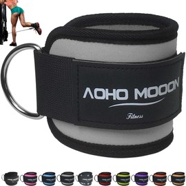 AOHO MOOON Comfortable Adjustable Ankle Straps for Cable Machines Women, Gym Workout Leg Straps, Ankle Cuffs for Glute Workouts, Foot Straps for Kickback, One Size Fit All with D Ring