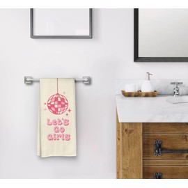 Dwept Pink Kitchen Towels, Western Kitchen Towels, Let’s Go Girls Disco Ball Kitchen Dish Towels, Pink Hand Towels for Bathroom, Teen Girl Gifts, Cowgirl Gifts, Bachelorette Party Gifts