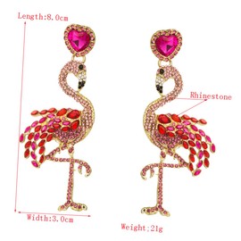Healeved Flamingo Earrings Stylish Eardrop Jewelry for Women's Casual Outfits Fashion Party Accessory