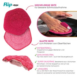 Flip-mex® Microfibre Cleaning Cloth 16 x 16 cm Super Absorbent Odour-Free Durable Kit 2 Pieces