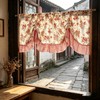 Country Rose Floral Valance Curtain Tie Up Gingham Ruffled Swag