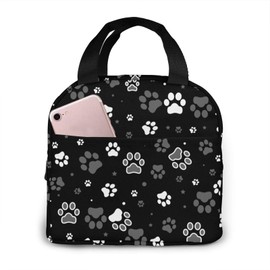 Hulnulnu Dog Paw Print and Star Insulated Lunch Bag Reusable Lunch Box Portable Cooler Lunch Boxes Waterproof Lunch Tote for Picnic Office Work