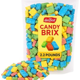 Candy Brix by Dee Best - 2.2 lbs of Deliciously Sweet Hard Candy Blocks in Various Sizes - Red, Blue, Green and Yellow Candy Bricks - Building Block Candy Bulk | 2.2 lbs - Over 440 Pieces- Certified Kosher Parve