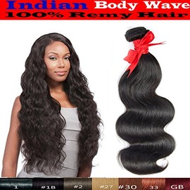 6A Body Wave Bundle, 100% Indian Human Hair Weave Weft, Beautiful Dip Dyed Ombre Two-Tone Color #1B/#27, 12 Inch Length