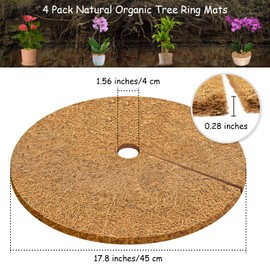 Legigo 4pcs Coconut Fiber Mulch Ring Tree Plant Protector Mat, 18 Inch Natural Coco Coir Tree Protection Ring Plant Pot Soil Cover, Tree Rings Disc Plant Cover for Indoor Outdoor Plants,Landscaping