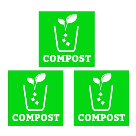 Trash Recycle Compost Stickers Set of 3 Recycle Sticker Vinyl Decal for Recycle Bin, Compost Bin, Trash Can Symbol to Organize Garbage containers Trash Can (Compost Green, 5x5inch)