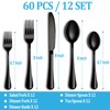 60 Pcs Black Silverware Set, Stainless Steel Serving Sets Service