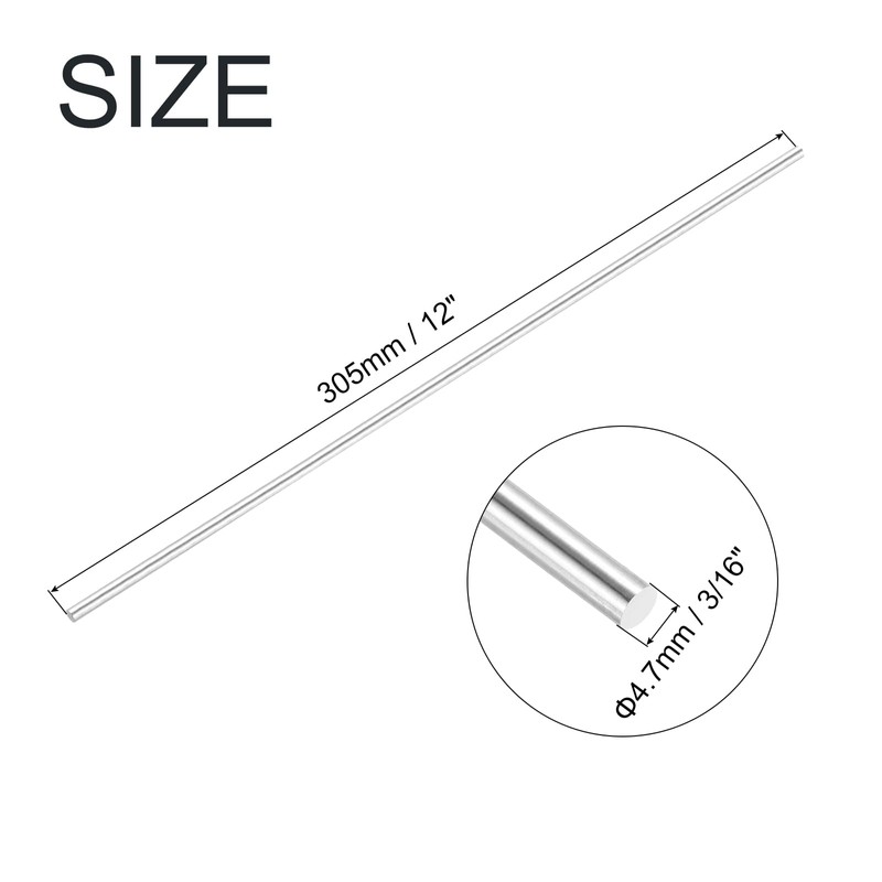 uxcell Aluminum Round Rod, 3/16 Inch Diameter 6061 Solid Metal
