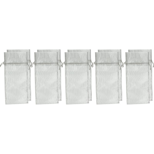 Paper Mart Metallic Silver Fabric Wine Bags | Quantity: 10