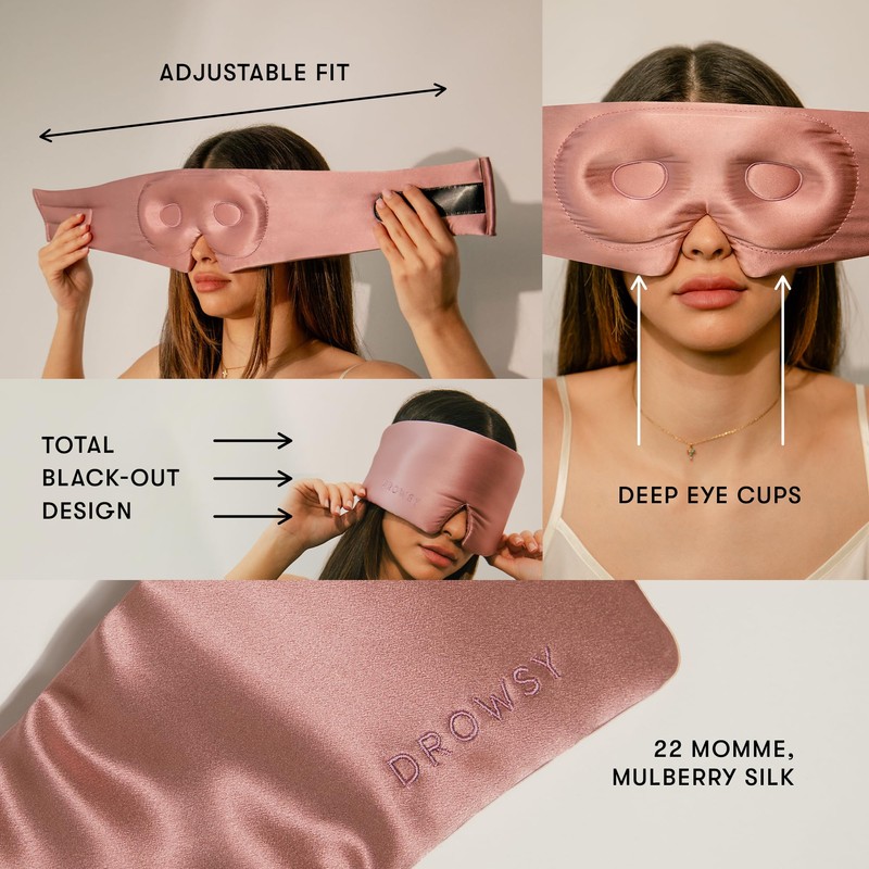 DROWSY Eyelash Protecting Silk Sleep Mask for Natural Lashes &