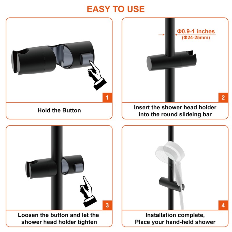 Shower Head Holder for Slide Bar Adjustable Hand Shower Holder