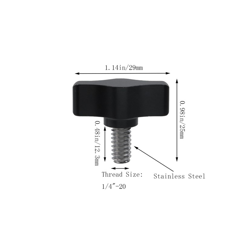 Pastlla 6 Pcs 1/4"-20 x 1/2" Thread Thumb Screw, T-shaped